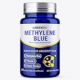 UBEEKOO 30mg Methylene Blue Capsules, Pharmaceutical Grade Methylene Blue Supplement with Vitamin C and Organic Cacao, 60 Vegan Capsules