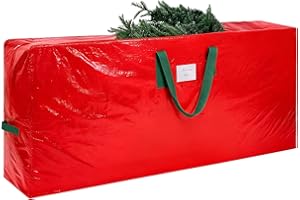 KRYSTY Christmas Tree Storage Bag - Fits Up to 7.5 Foot Xmas Holiday Tree, Zippered Bag, Carry Handles, Durable Waterproof Material, Protects Against Dust and Moisture, Red