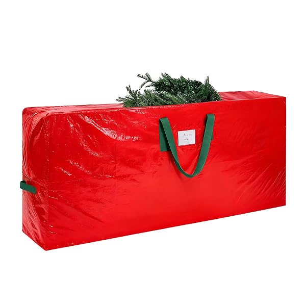 KRYSTY DURABLE LARGE CHRISTMAS TREE STORAGE BAG,FITS UP TO 9 FT ARTIFICIAL TREES,HEAVY DUTY ZIPPER&REINFORCED HANDLES FOR CHRISTMAS TREE BAG,PROTECTS AGAINST DUST,MOISTURE & DAMAGE,RED