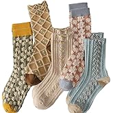 ALTALIVA 5/6 Pairs Casual Cotton Socks Colorful Floral Crew Socks Pack for Women Girls Ankle Socks Multipack