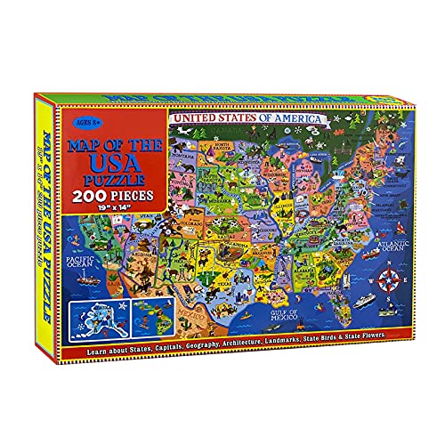 200 Pieces USA Map Jigsaw Puzzles Jumbo Learning & Education Toys
