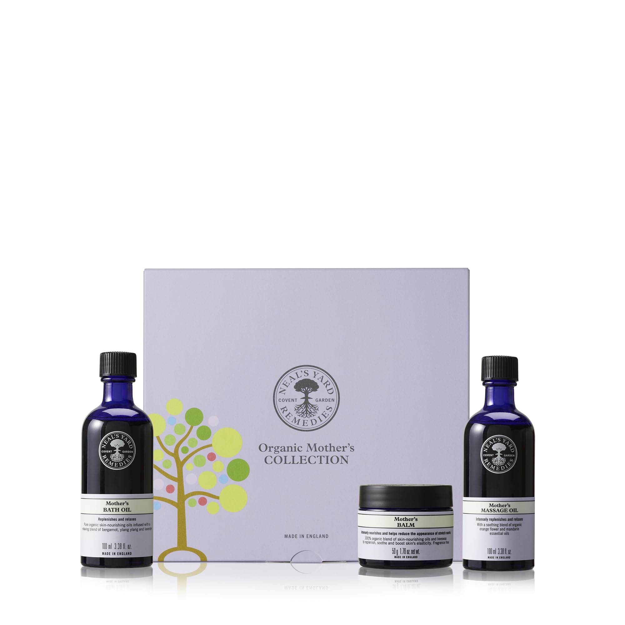 Neal's Yard Remedies Mother Collection Gift Set, With Massage Oil, Bath Oil & Body Balm, Deeply Nourishes, Replenishes & Relaxes, Set of 3