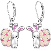 Easter Earrings Bunny Earrings for Women Sterling Silver Cute Rabbit Earrings Bunny Easter Egg Dangle Jewelry Charms Holiday Gifts