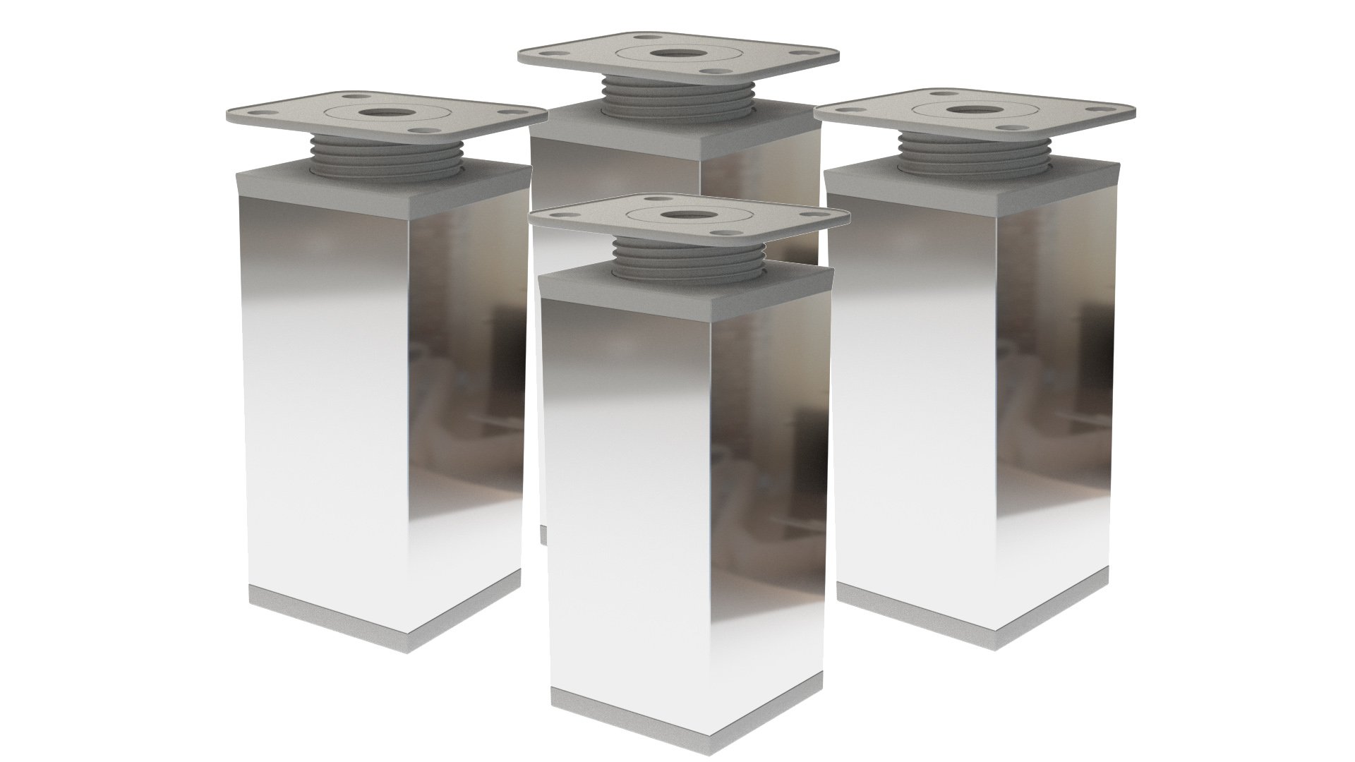 ALUSFERA Metal Table Legs - Height Adjustable Furniture Feet - 4 Pieces - 40 x 40 mm - 80 mm Chrome