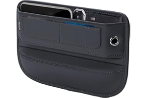 Owntow Universal Fit Premium Leather Car Seat Gap Filler Organizer, Center Console Organizer with Card Slots for Car Suv Truck (Black, 1 Pack)