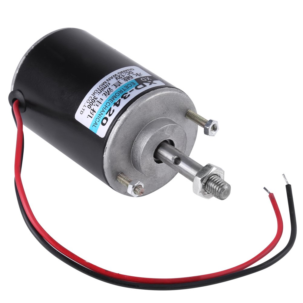Permanent Magnet DC Motor, Mini Electric Motor 12V/24V 30W Low Noise High Speed CW/CCW Electric Gear Motor for DIY Generator(12V3500rpm)