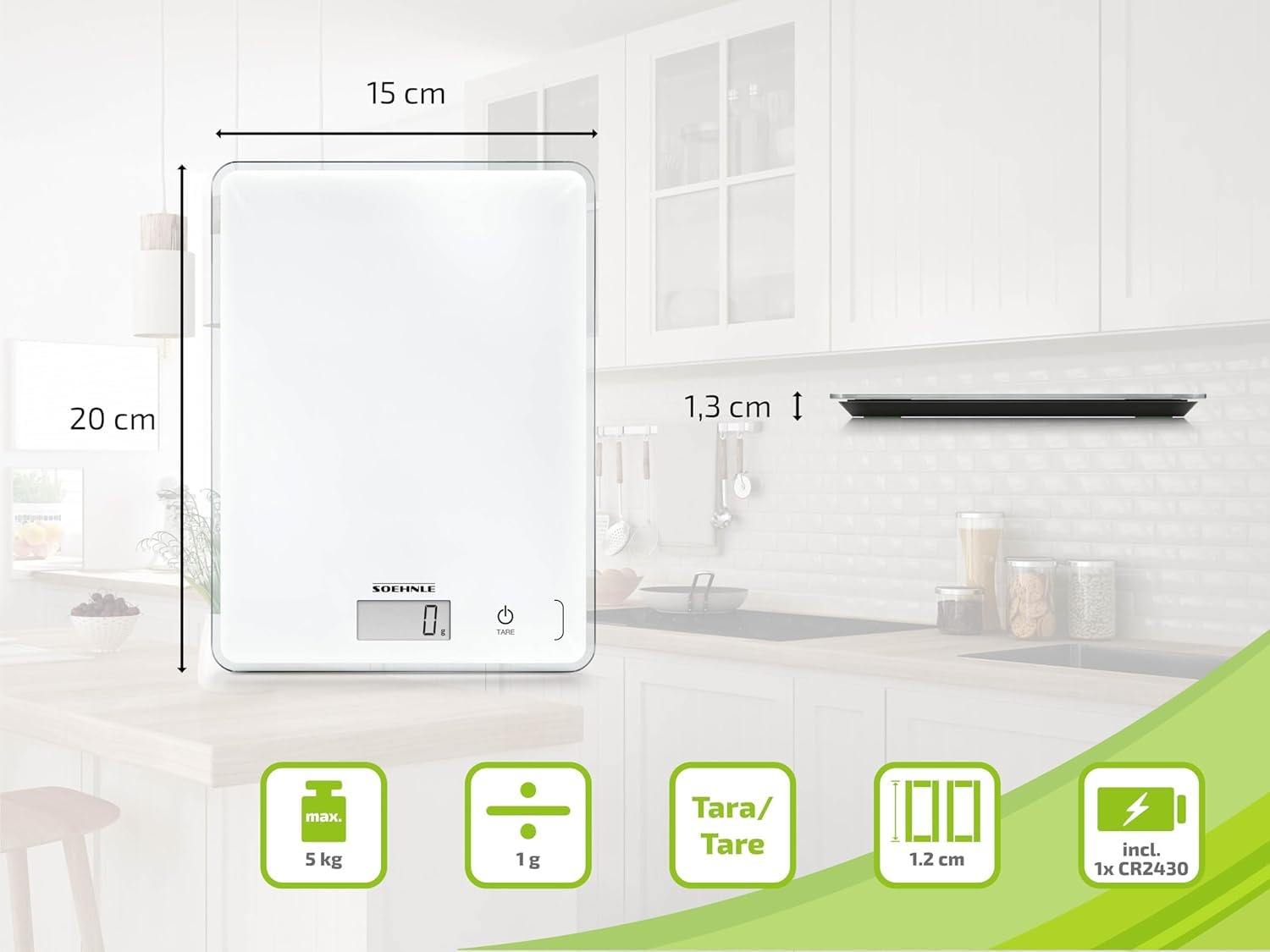 Soehnle Page Compact 300 Digital Kitchen Scales up to 5 kg Capacity