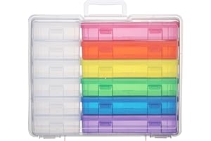 Party Club of America Plastic Storage Boxes & Organizers - Modern Arts & Crafts Storage with Lids - 6 Medium Color + 6 Small Clear - Stackable - 18 Items (12 Count) - 15.3"L x 12.5"W x 5.1"H