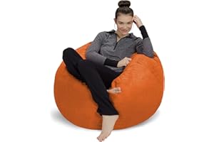 Sofa Sack Bean Bag Chair - Plush, Ultra Soft - Memory Foam Bean Bag Chair with Microsuede Cover - Stuffed Foam Filled Furniture and Accessories for Dorm Room 3 Feet - Tangerine
