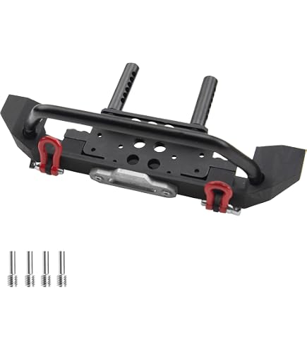 INJORA RC Parachoques Metal Front Bumper con LED Luz Tow Hook para 1:10 RC Crawler Traxxas TRX-4 Axial SCX10 SCX10 II 90046 SCX10 III AXI03007 (Gris
