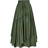Scarlet Darkness Long Skirts for Women Renaissance Costume Pirate Maxi Skirt Plus Size with Pockets