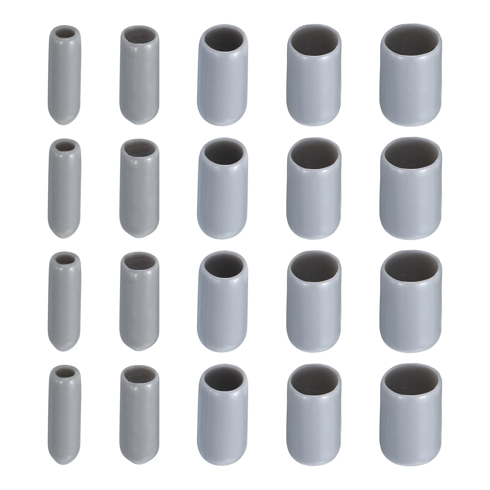 Rebower 100 Pack Screw Thread Protector Cover Rubber End Caps, [for Screw, Bolt, Rod End Cap] - 1/8 inch 3/16 inch 1/4 inch 5/16 inch 3/8 inch inner dia/Grey