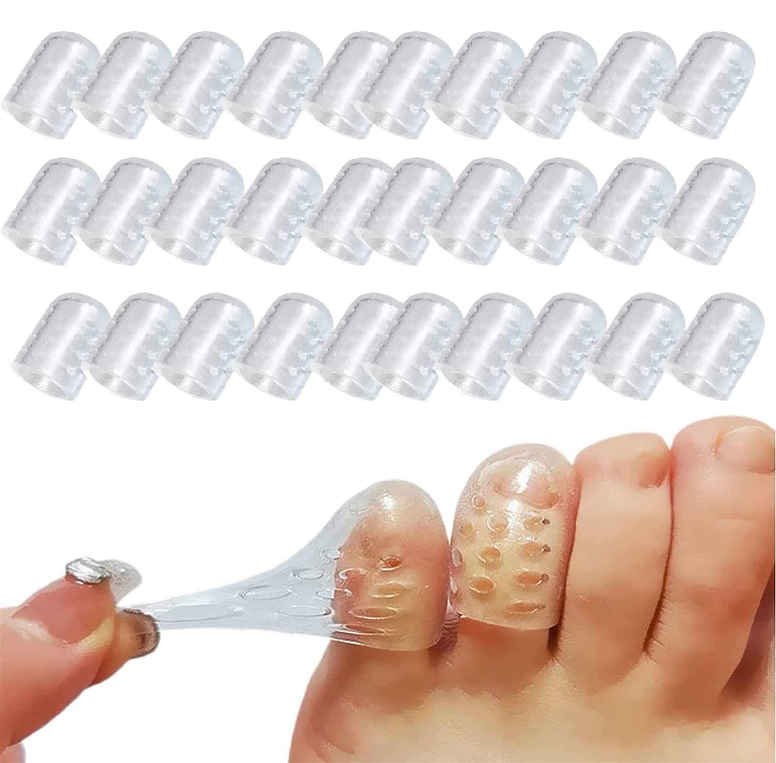 Photo 1 of Silicone Anti Friction Toe Protectors Women, 30 Pcs Gel Toe Separators Breathable Little Toe Covers for Men and Women, Toe Sleeves for Ingrown Toenails, Corns, Calluses, Blisters and Pain Relief