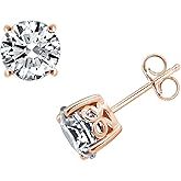 Amazon Essentials Yellow Gold Plated, Platinum or Rose Gold Plated Sterling Silver Infinite Elements Cubic Zirconia Stud Earrings | White, Blue, Green, or Pink Cubic Zirconia