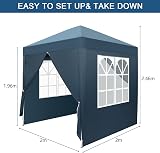 Bonnlo Pop Up Gazebo 2m x 2m with Sides Blue Waterproof Canopy view 3