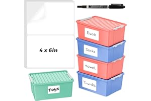 THBOXES 100 Pcs Labels for Storage Bins, 6 x 4 inch Large Label Stickers with 1 Double-ended Marker, Pen Removable Labels Adhesive Moving Labels Blank Labels Tear Resistant No Residue for School Business Home
