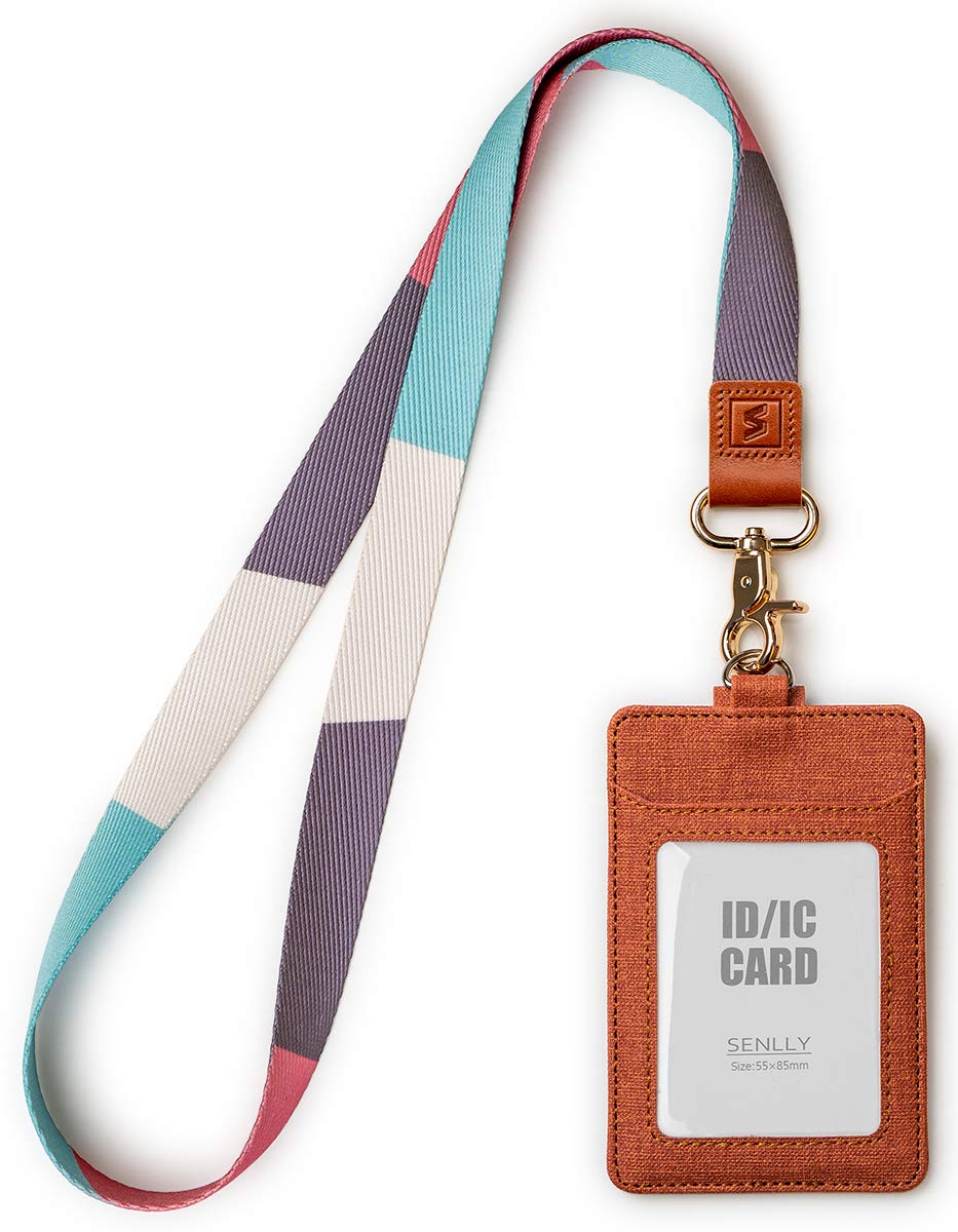 SENLLY ID Badge Holder Gift with Cute Neck Lanyard Strap, 2 Card Slots and 1 Clear ID Window, for Women and Men