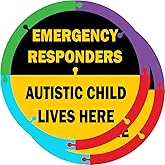 TOTOMO Autistic Child Lives Here Vinyl Sticker - 6" x 6" (Pack of 2) Autism Awareness Safety Decal for Emergency Responders Special Needs Sign Warning Home House Window Door