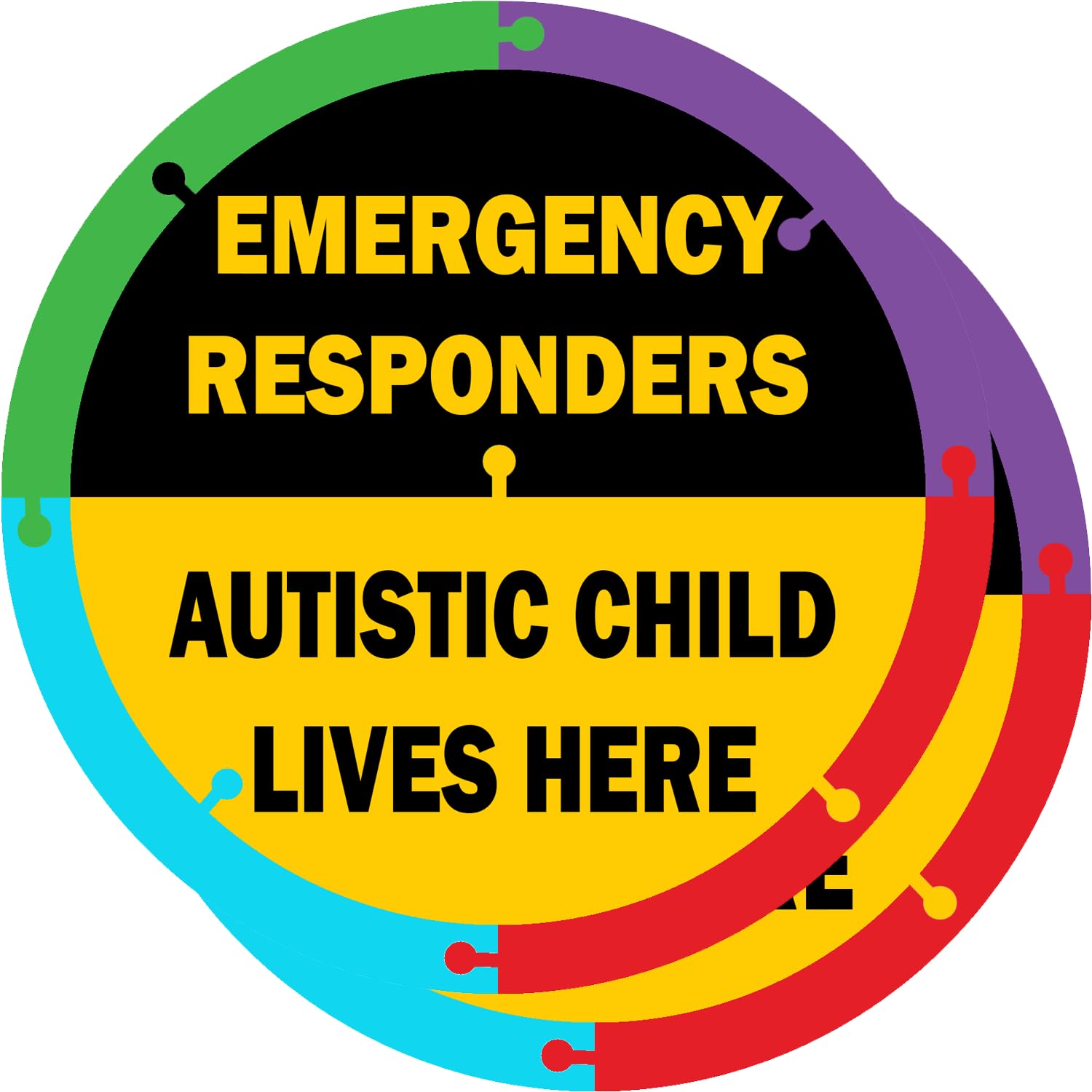TOTOMO Autistic Child Lives Here Vinyl Sticker - 6" x 6" (Pack of 2) Autism Awareness Safety Decal for Emergency Responders Special Needs Sign Warning Home House Window Door