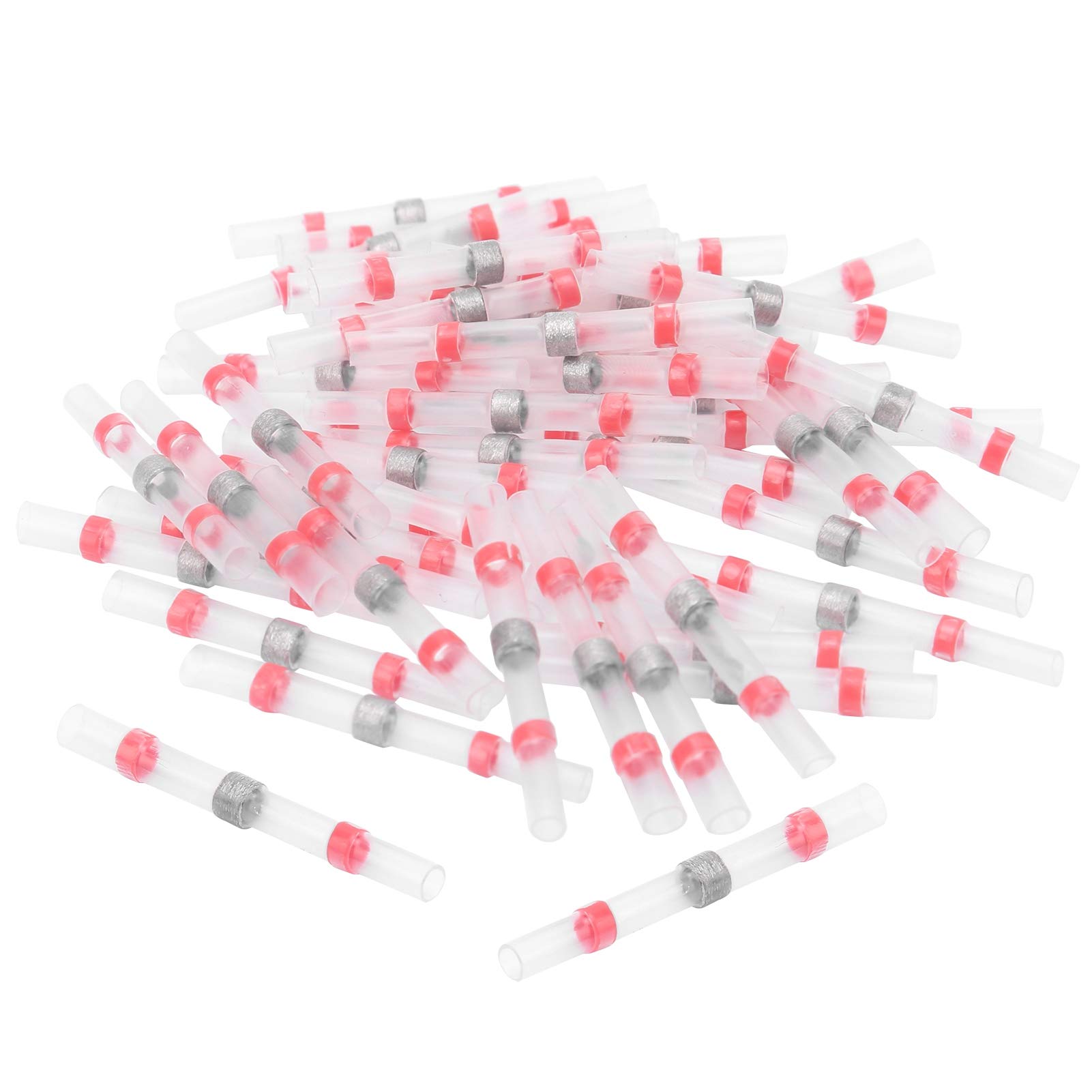 50 PCS Solder Seal Wire Connectors Waterproof Insulated Electrical Wire Terminals Heat Shrink Butt Splice for Wire Crimp Joint (White) (Pink)