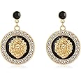 Hip Hop Basketball Wives Lion Head Stud Earrings Women's Sparkly Crystal Enamel Disco Party Cocktail Costume Jewelry