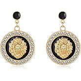 Hip Hop Basketball Wives Lion Head Stud Earrings Women's Sparkly Crystal Enamel Disco Party Cocktail Costume Jewelry