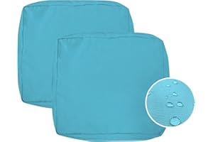 VAKADO Outdoor Patio Furniture Chair Cushion Replacement Covers Set of 2 Waterproof Decorative Cushion Cases Decor for Bench Garden Porch Couch Tent(Turquoise, 24"X24"X4")