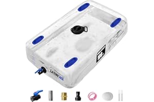 LATHEVEE Water Tank, 100 Gallon Portable Water Storage Bladder, Collapsible Water Storage Containers with Spigot, Large Capacity Water Bag for Emergency Water Storage, Garden, Camping - Transparent