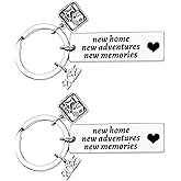 LLAFY 2PCs New Home Keychain 2025 Housewarming Gift for New Homeowner House Keychain New Home Owners Gifts For for Women Men