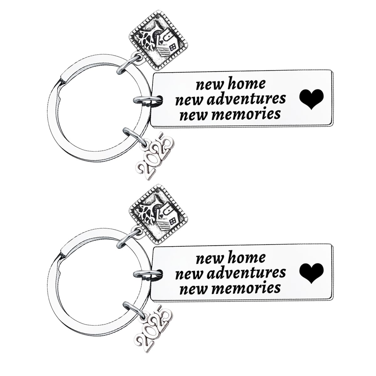 2PCs New Home Keychain 2025 Housewarming Gift for New Homeowner House Keyring New Home Owners Gifts For for Women Men