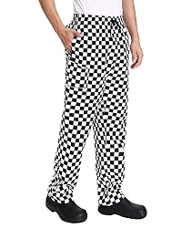 Men’s Black and White Checkerboard Print Chef
