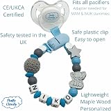 Fluffy Clouds Personalized Pacifier Clip Holder Silicone Wood Elephant Baby view 3