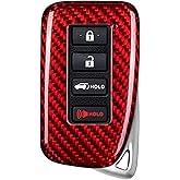 M.JVisun Genuine Carbon Fiber Key Fob Cover for Lexus ES GS GX is LC LS LX NX RC RX UX Smart Car Remote Key Fob Case for Men Women - for 4 Buttons Key Fob - Red