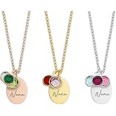 Ida Memory Gigi Necklace with Birthstones – Personalized Grandma Necklace from Grandkids – Custom Family Name Jewelry with Birth Month Charms – Birthday or Christmas Gift for Grandma