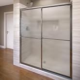 Basco Deluxe Framed Sliding Shower Door, Fits 42-44 inch opening, Obscure Glass, Silver Finish