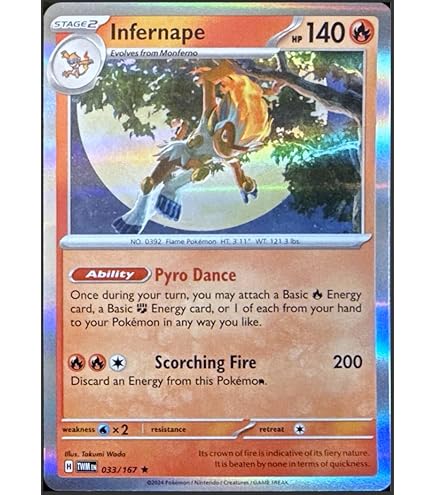 Amazon.com: Pokemon – Infernape 173/167 – Twilight Masquerade –  Illustration Rare – Full Art – Alternate : Toys & Games