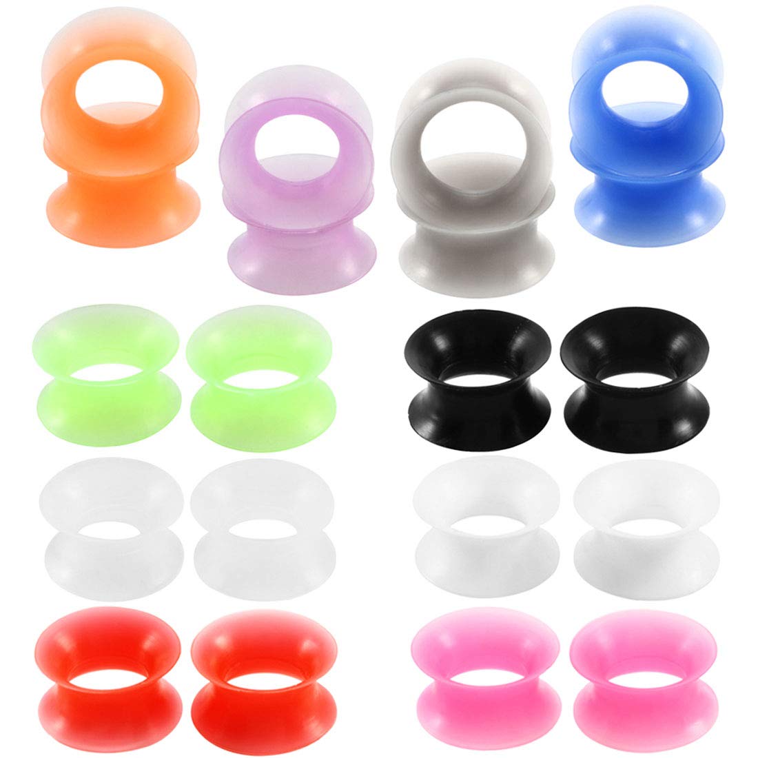 Huacan 20Pcs Silicone Ear Tunnels,Flesh Tunnels Plugs Body Piercing Expanders 6mm-16mm