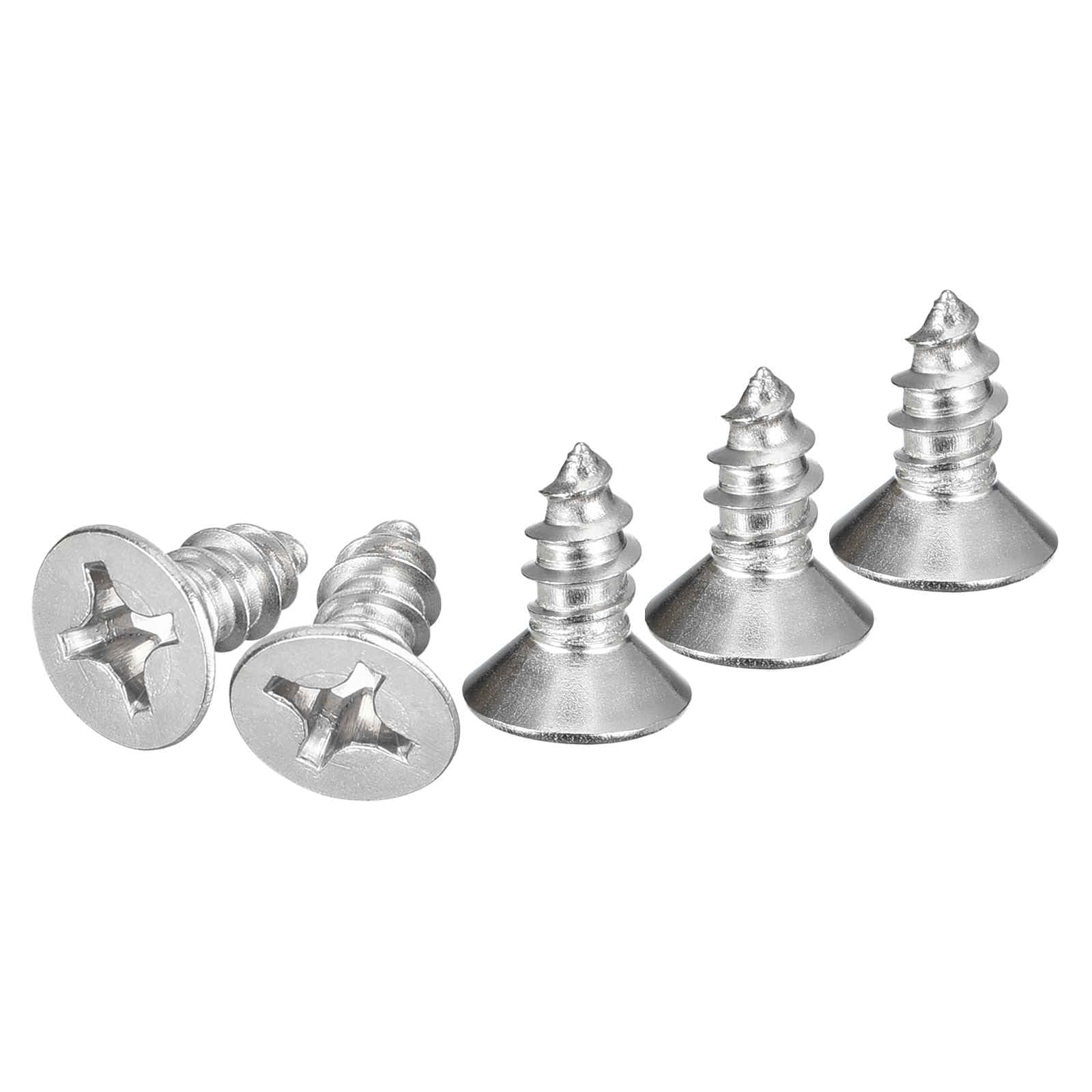 DTGN 50Pcs #12x1/2" Flat Head Wood Screws, 304 Stainless Steel Phillips Self Tapping Screws - Good for Woodworking, Furniture - Silver