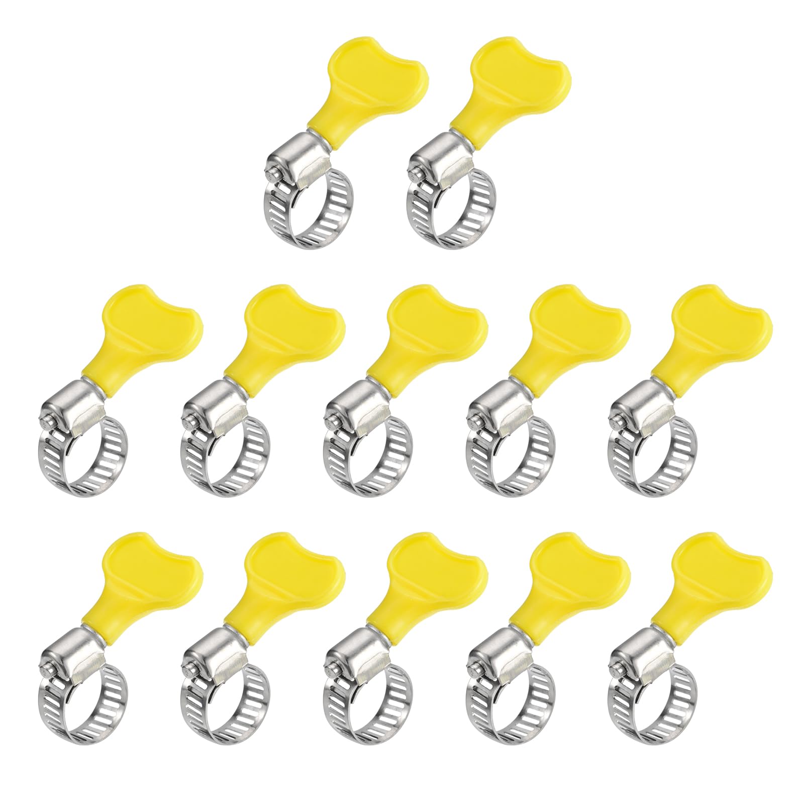 uxcell Worm Gear Hose Clamp, 12pcs 3/8" - 5/8" Key Type Adjustable Stainless Steel Hose Clamps with Plastic Handle for Securing Hose