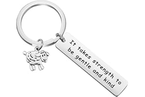 ENSIANTH Herbivore Keychain Vegetarian Jewelry Animal Sheep Gift Sheep Lover Gift It Takes Strength to Be Gentle And Kind