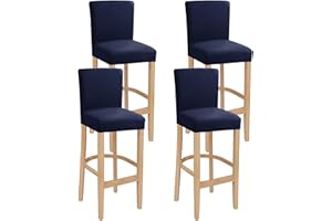 LANSHENG Stretch Bar Stool Covers Pub Counter Stool Chair Slipcover for Dining Room Cafe Furniture Bar Stool Slipcover Washable Removable High Stool Seat Cover with Back(Navy,Set of 4)