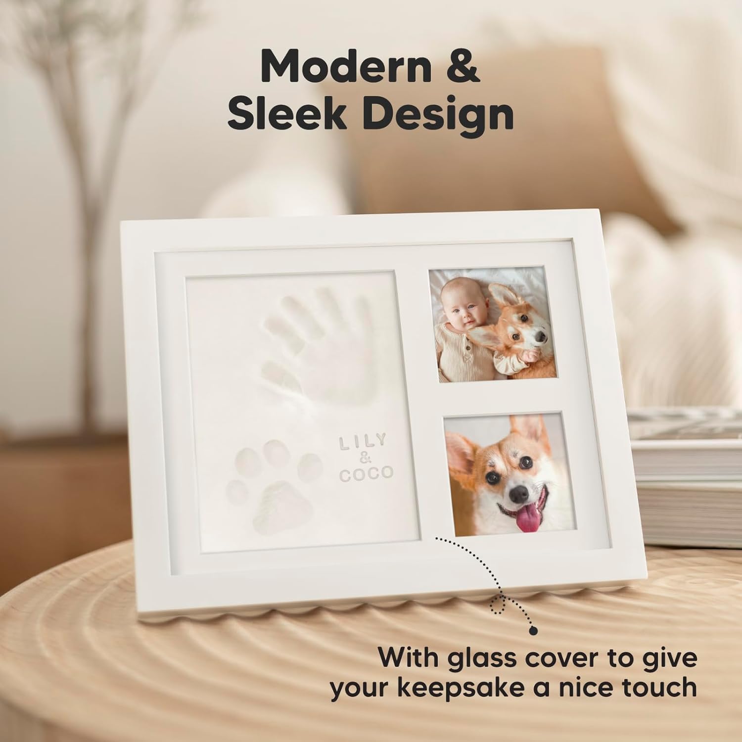 Paw Print Kit, Footprint Handprint kit, DIY Paw Print Frame Kit - Safe, Non-Toxic Ink & Clay for 3D Cat & Dog Pawprint Keepsake, Personalized Memorial & Holiday Gift, No-Mess Photo Display Frame