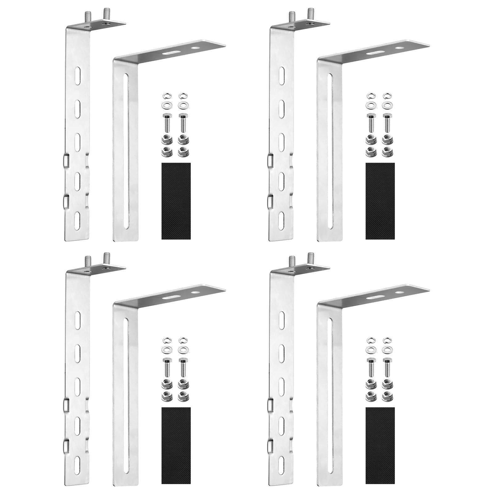 GETLITOOL 4×Solar Balkonkraftwerk Halterung 65-190MM Verstellbare Balkonhalterung für Solarmodule, Edelstahl 304 Balkon Haken Set, Solarpanel Halterung Kein Bohren zur Runde Eckig Balkongelände 8