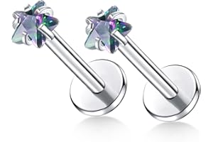 BelezaDosas G23 Titanium Labret Studs Threadless 16G Lip Rook Lobe Tragus Helix Cartilage Push Back Earring Piercing Jewelry