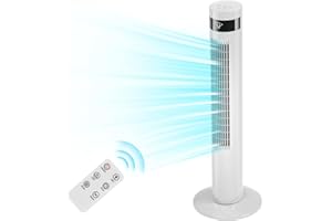 Antarctic Star Tower Fan Portable Floor Fans 85°Oscillating Fan 36'' Quiet Cooling 12H Timer Remote Control Standing Bladeless Electric 3 Speeds Wind 3 Modes Bedroom Office(36 inch, White)