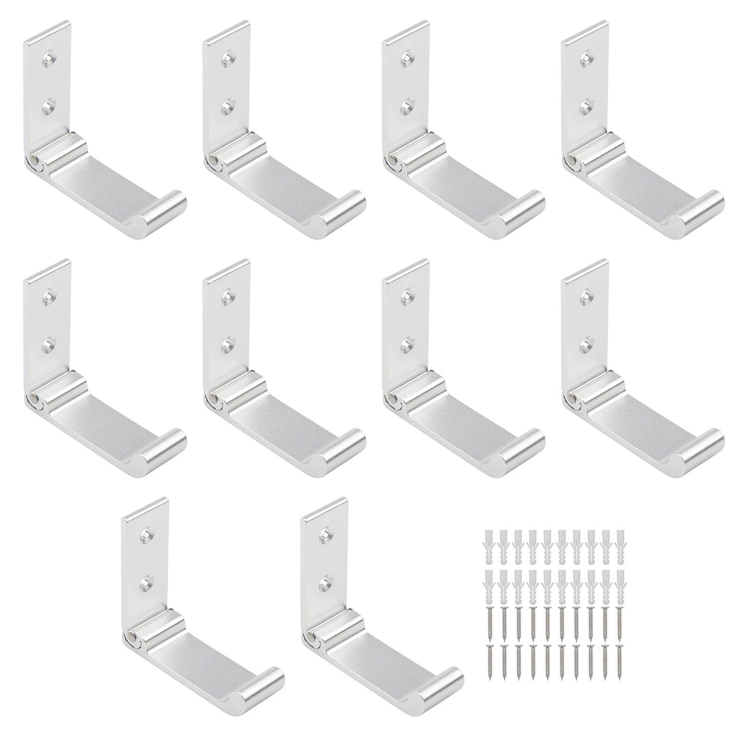 Pxyelec 10 Pack Foldable Wall Mount Headphones Holder Wall Hook Wall Mounted Coat Clothes Hook Single Foldable Wall Hanger for Bathroom Kitchen Bedroom