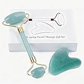 Werncy Jade roller and gua sha, facial roller, women's skincare tool, self-care gift, face, eye, neck massager, relieves fine lines and wrinkles, aventurine, opal, rose quartz