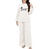 Gihuo Dachshund Pajamas for Women Warm Fleece Pjs Sets Fuzzy Loungewear Sleepwear