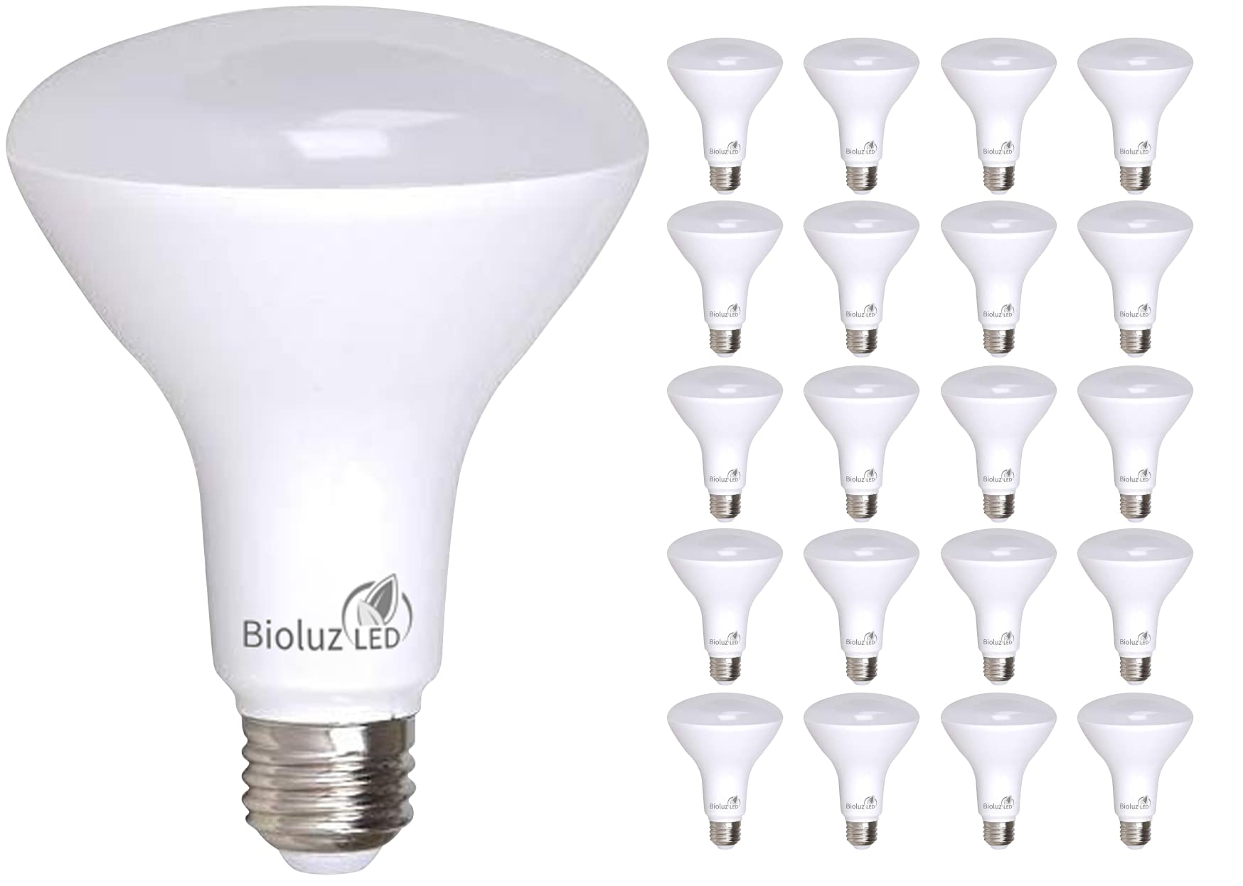 Photo 1 of (mixed)(incomplete)(please see all images) Bioluz LED 20 Pack BR30 LED Bulbs, Indoor Flood Lights 90+ CRI 75W Equivalent uses 9.5W 3000K Soft White 850 Lumens