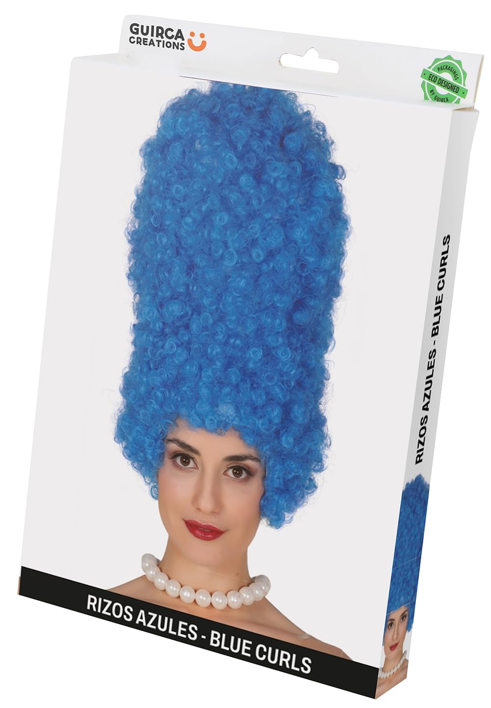 FIESTAS GUIRCA | Blue Curly Wig (15.7 in) - Fancy Dress Accessory for Themed Parties and Video Game Cosplay - Ideal for Adult Women at Halloween and Carnival - Blue